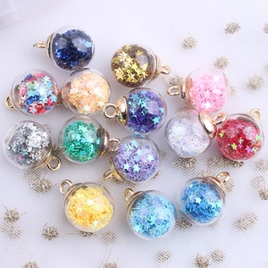 Colorful star sequin glass balls with gold metal caps for DIY earring making