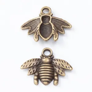 Vintage bronze honey bee alloy charms for DIY jewelry making featuring double-sided details