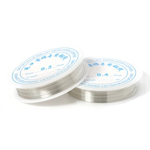 Macro shot of 0.3mm and 0.4mm silver copper wire spools for DIY jewelry making