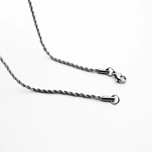 Classic silver stainless steel twist rope chain necklace with a secure lobster clasp