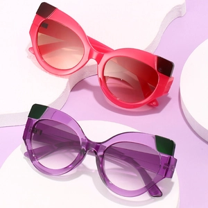 Mode Katzenauge Sonnenbrille Für Damen Herren Hip Hop Party Dekorative Katzenohr Shades UV400 PC Linse Kontrastfarbe Streetwear Brillen