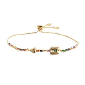 Arrow Adjustable Bracelet Copper Rainbow Zircon Micro Inlaid Jewelry Gift Trendy Unisex