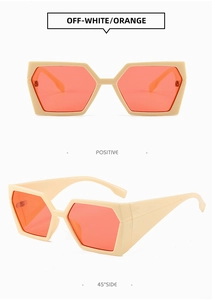 Gros plan sur les lunettes de soleil blanc cassé avec verres oranges en plusieurs vues