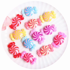 Assorted colorful resin candy cabochons with spiral patterns for DIY phone case decor
