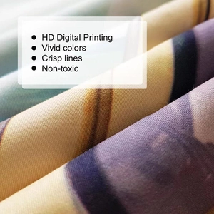 Detail of high-definition digital printing on fabric with vivid colors and crisp lines