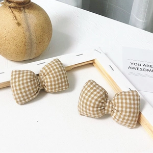 Noeuds en tissu à carreaux marron pour accessoires de cheveux DIY et décoration