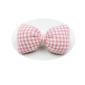 Nœud chic en tissu à carreaux rose et blanc pour pinces à cheveux DIY et vêtements