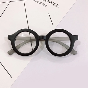 Classic round matte black children's eyeglasses frame with clear lenses for boys and girls
