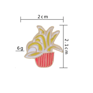Cartoon cactus enamel pin in red striped pot with 2cm size and 6g weight details
