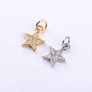 Minimalist five-pointed star pendants with micro-pave zircons in gold and silver finish