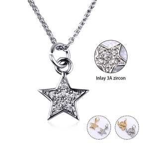 Simple Copper Micro Inlaid Zircon Pendant Necklace Star Elephant Shape Fashion Jewelry Accessories For Women