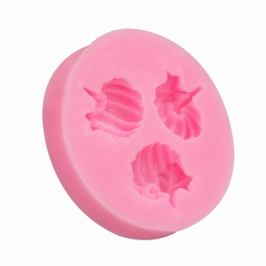 Pink round silicone pumpkin leaf mold for DIY fondant cake baking and chocolate making