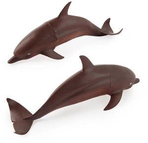 Detailed realistic brown dolphin figurines set with matte texture and fine eye detail