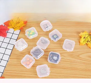 Mini transparent plastic storage boxes for jewelry, pills, and small electronics