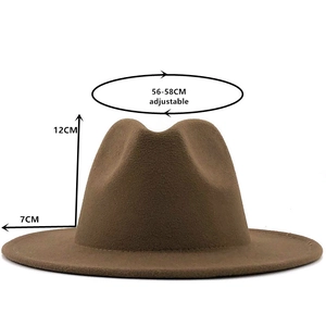 Cappello Fedora in lana marrone con tesa piatta e misura regolabile 56-58cm per tutti