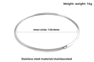 Polished stainless steel choker necklace with 135x4mm diameter and 16g weight