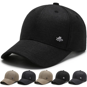 Men Cotton Baseball Cap With Metal Logo Adjustable Buckle Outdoor Sun Protection Casual Curved Brim Hat