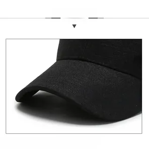 Close-up of black baseball cap with metallic logo and reinforced structured brim detail