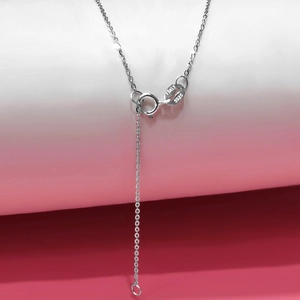 S925 sterling silver clavicle necklace with polished O-chain extension and Italy stamp
