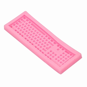 Pink silicone keyboard mold for DIY chocolate and fondant making with full key layout
