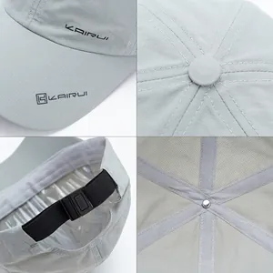 Light grey quick-dry baseball cap with embroidered lettering and adjustable back strap