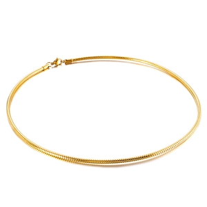 Polished gold stainless steel snake bone chain necklace with lobster clasp for women