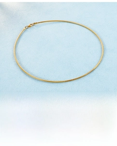 Detailaufnahme einer goldenen Schlangenkette mit Karabinerverschluss und Glanzfinish