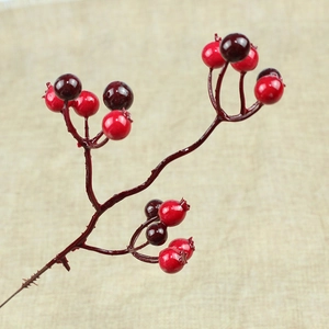 Artificial red pomegranate berry branches with 15 heads for festive Christmas decoration