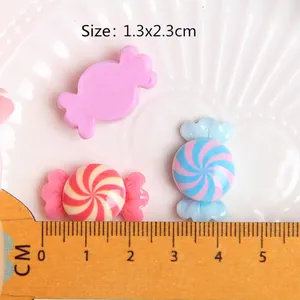 Miniature resin candy DIY accessories in swirl patterns for crafts, size 1.3x2.3cm
