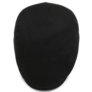 Classic black cotton twill flat cap in a minimalist retro British style for men