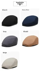 Detailed grid view showing five colors of retro men's cotton duckbill flat caps