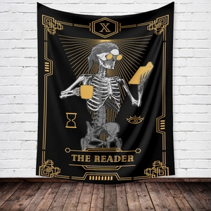 Bohemian Tarot Skeleton Tapestry The Reader wall hanging for home room decor