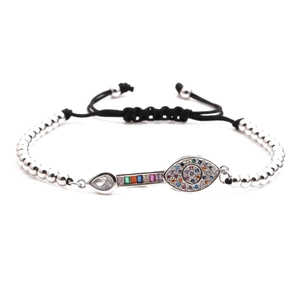 Evil Eye Crown Bracelet Gold Plated Copper Micro Pave Zircon Adjustable Braided Rope Jewelry Unisex Charm