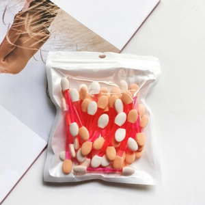 Pink transparent dual-sided eyeshadow sponges in a clear self-sealing bag with soft foam heads