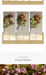 Detailed view of artificial vintage small roses featuring realistic burnt edge petals
