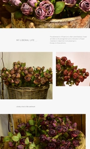 Collage of vintage artificial roses in diverse colors for retro home decor settings