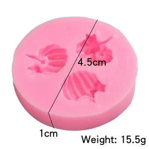 Pink pumpkin silicone mold with leaf detail for DIY cake decorating and baking 4.5cm