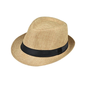 Klassieke Heren Dames Geweven Fedora Hoed Zonbescherming Zomer Strand Trilby Panama Hoed Met Zwarte Lint Decoratie Effen Kleur