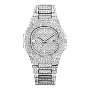 Orologio al quarzo da donna in argento con diamanti, quadrante grande e data
