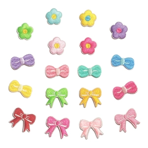 Mini Embroidery Patches Colorful Bowknot Flower Self-Adhesive Cartoon DIY Clothing Accessories Decor