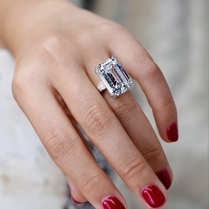 Luxury emerald cut zircon ring for women featuring a large rectangular stone for wedding