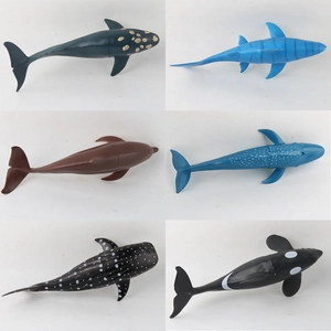 6-piece ocean animal model set featuring realistic shark blue whale and dolphin figurines