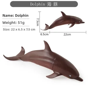 Detailed dimensions and weight of a 22cm brown dolphin sea creature model toy