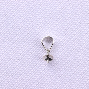 Polished S925 sterling silver pendant bail with pin for pearl or gemstone attachment