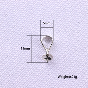 S925 sterling silver pinch bails for pendants, 11mm x 5mm size with 0.21g weight