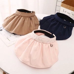 Women's pleated sun visors in khaki, navy, and pink with wide brim for UV protection