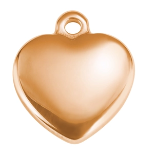 3D 14mm heart-shaped stainless steel pendant in rose gold finish for DIY jewelry