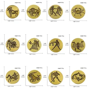 Vintage 12 zodiac bronze brooches size chart with weights and diameters for each sign