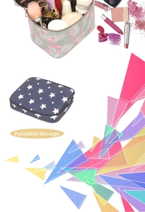 Travel toiletry bag showing large capacity storage and foldable flat design for storage