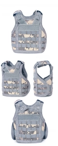 Detailed front and back views of ACU digital camouflage mini Molle vest bottle cover